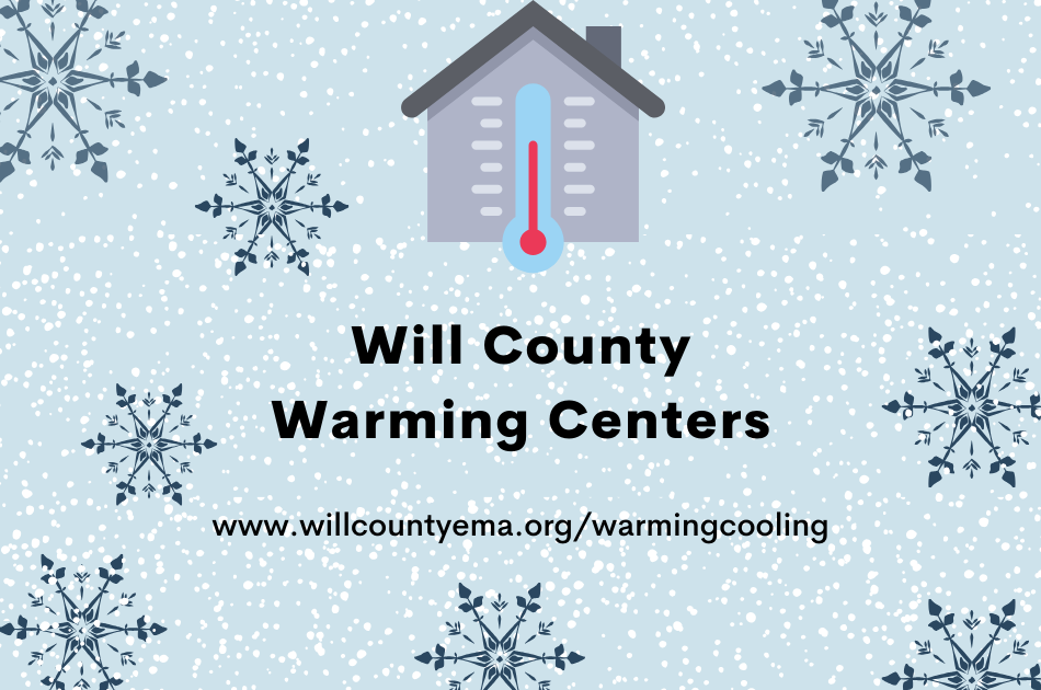 Photo of home with temperature icon: Will County Warming Centers