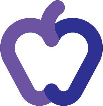 Outline of blue apple icon