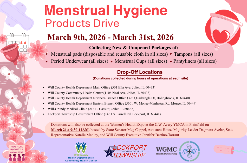 Will County Health Department Hosting Menstrual Hygiene Products Drive
